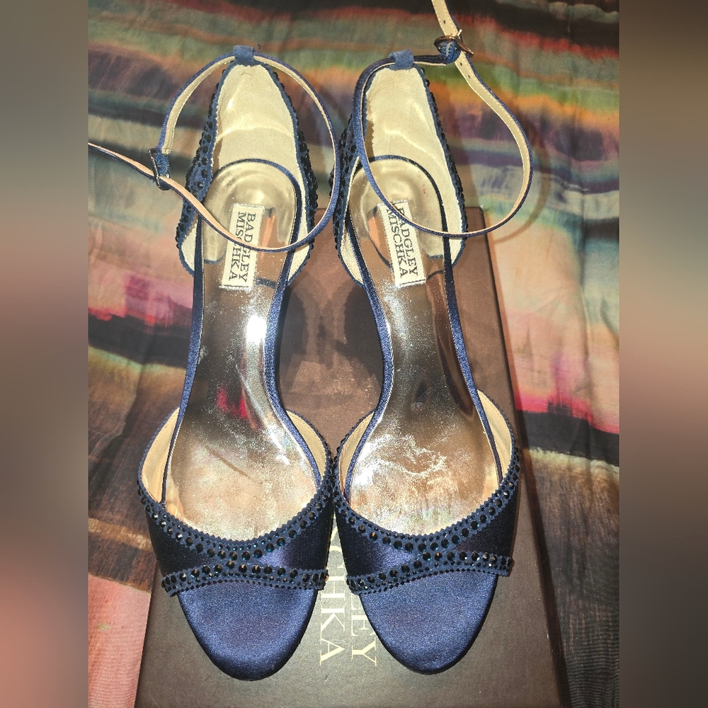 Badgley Mischka Gillian Midnight Blue Satin Heels